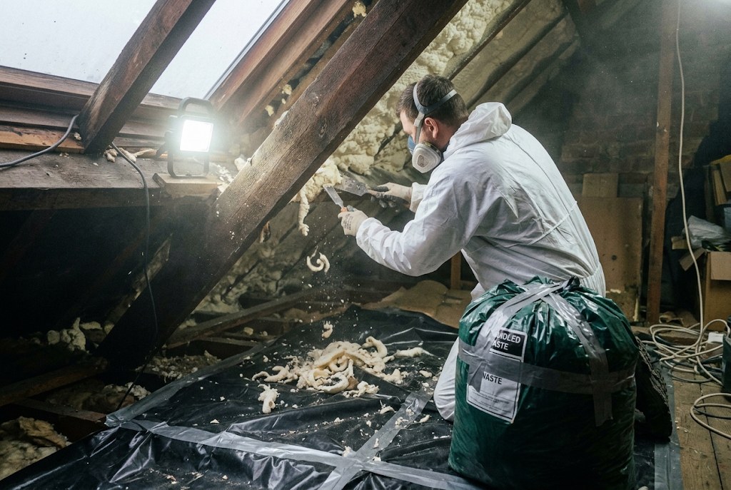 Foam scraped from a rafter in an Edwardian semi.